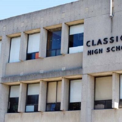 A building with the words classical high school on it.