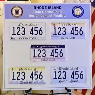 Rhode island's new license plates are on display.