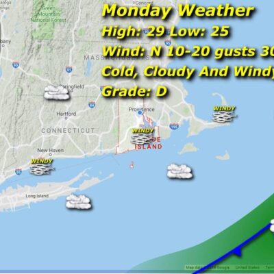 A map showing the weather in new hampshire.