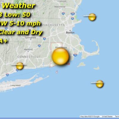 A map showing the weather for friday in new hampshire.