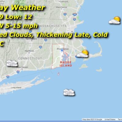 A map showing the weather in new hampshire.