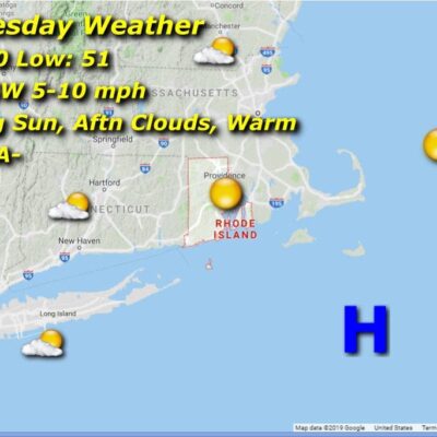 A Rhode Island weather map for Wednesday.