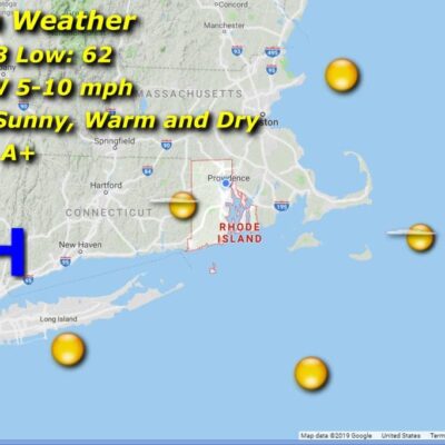 A map showing the weather in new hampshire.