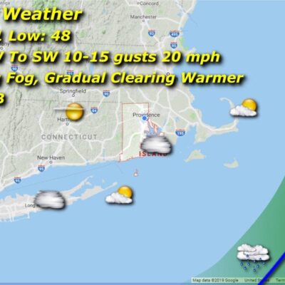 A map showing the weather for friday.