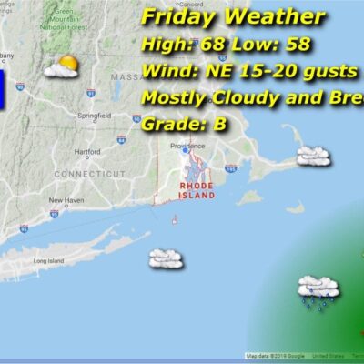 A map displaying the weather conditions in New Hampshire.