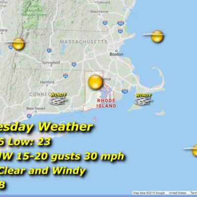 A map showing the weather in massachusetts.