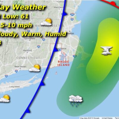 Rhode Island's weather map for Tuesday.