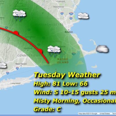 Rhode Island weather map.