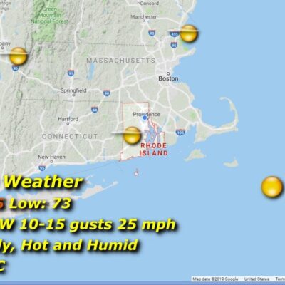 A map showing the weather in massachusetts.