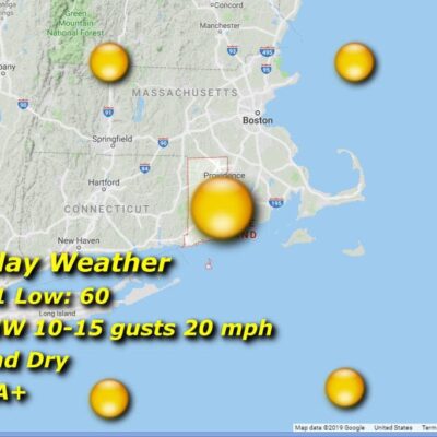 A map showing the weather in massachusetts.