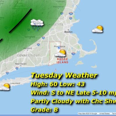 A map showing the weather in new hampshire.
