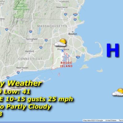 A map showing the weather in massachusetts.