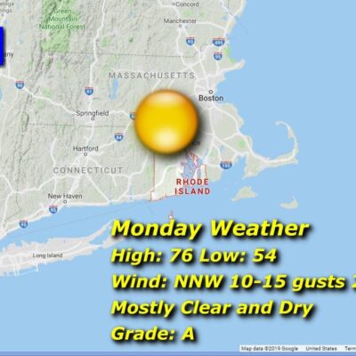 A map showing the weather in new hampshire.