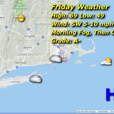 A map showing the weather in new hampshire.