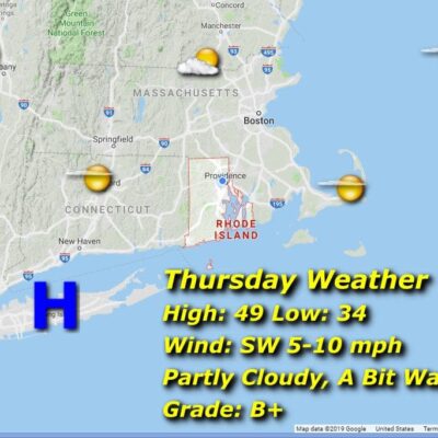A map showing the weather in massachusetts.
