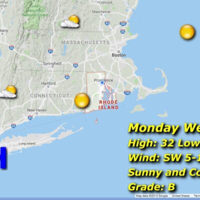 A map showing the weather in new hampshire.
