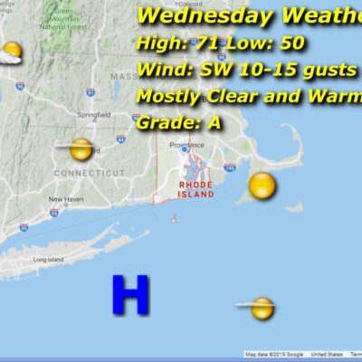 A map showing the weather in new hampshire.