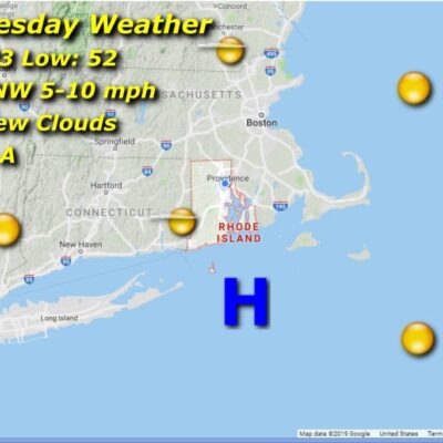 A Rhode Island weather map for Wednesday.