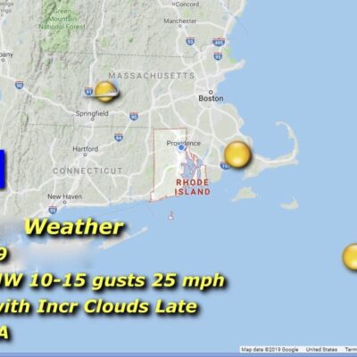A map showing the weather in massachusetts.