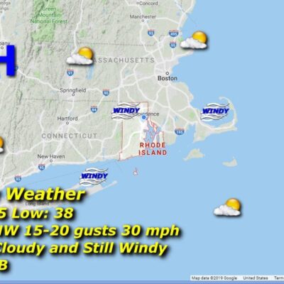 A map showing the weather in massachusetts.
