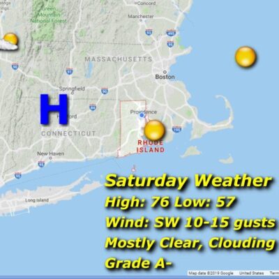 A map showing the weather in **New Hampshire**.