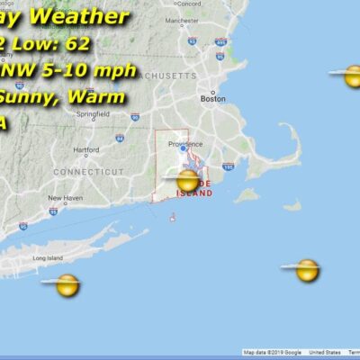 Rhode Island Tuesday weather map.