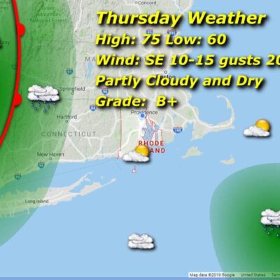A map showing the weather in new hampshire.