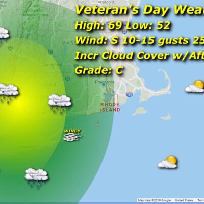 A map showing the weather for wednesday.