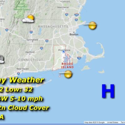 A map showing the weather in massachusetts.