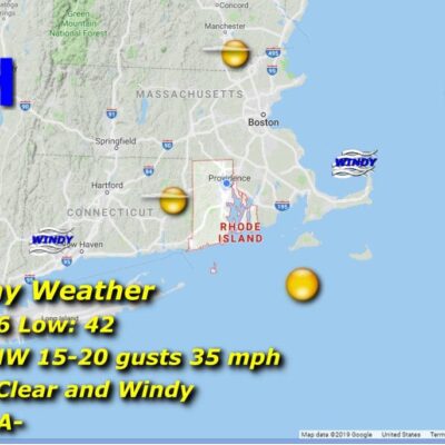 A map showing the weather in massachusetts.