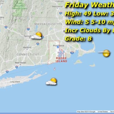 A map showing the weather in new hampshire.