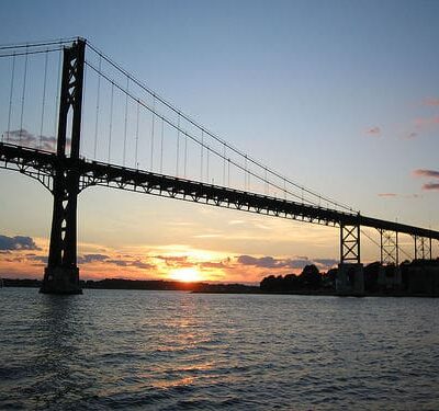 “Mount Hope Bridge over Mount Hope Bay in Bristol, Rhode Island.”