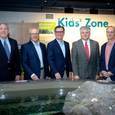 Five men at Kids' Zone eelgrass habitat.