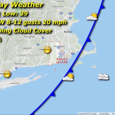 Saturday weather map for St. Johnsbury with Rhode Island weather update.