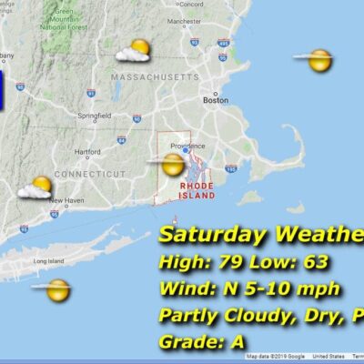 A map showing the weather in new hampshire.