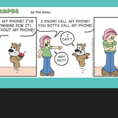 A comic strip showing a woman talking to a dog.