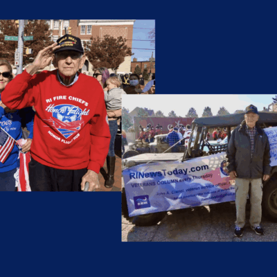 Two pictures of veterans standing next to a jeep.