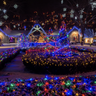 A christmas lights in the dark.