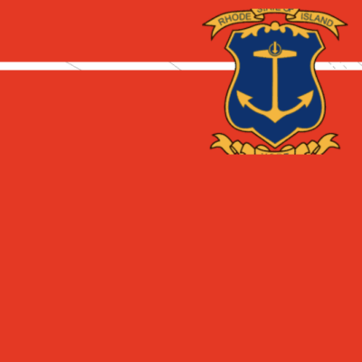 A red and blue flag with an anchor on it.