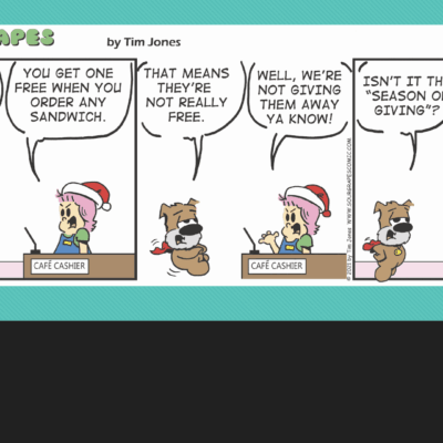 A comic strip with a picture of a woman and a teddy bear.