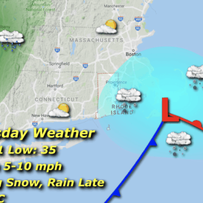 A map showing the weather for wednesday.