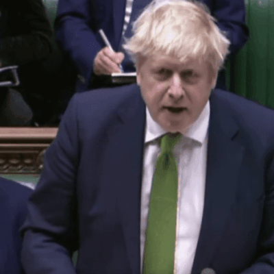 Boris johnson gives a speech in the house of commons.
