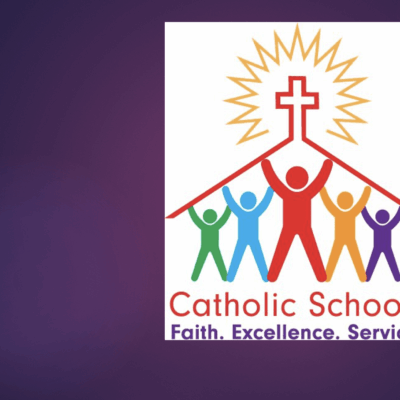 The logo for catholic schools faith excellence service.
