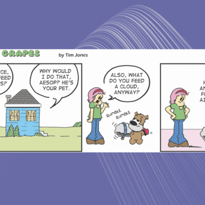 A comic strip about a woman and a dog.