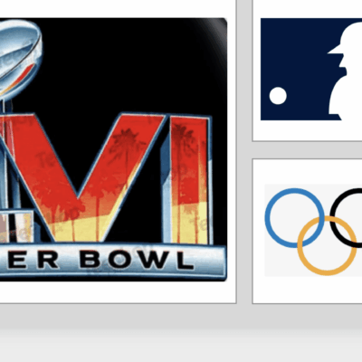 The logos for the super bowl and the olympics.