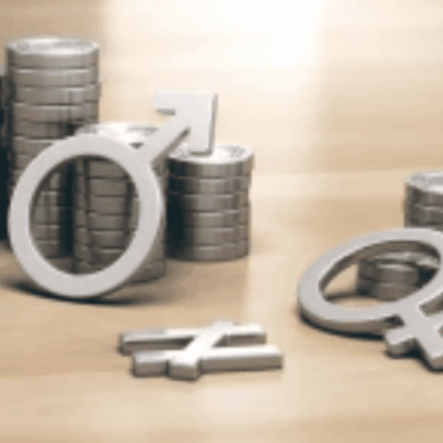 A stack of coins with a male and female symbol.