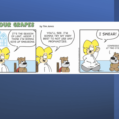 A comic strip with a woman and a dog.