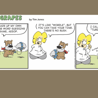 A comic strip showing a woman talking to a teddy bear.