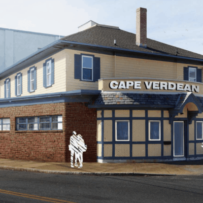 A building with a sign on it.