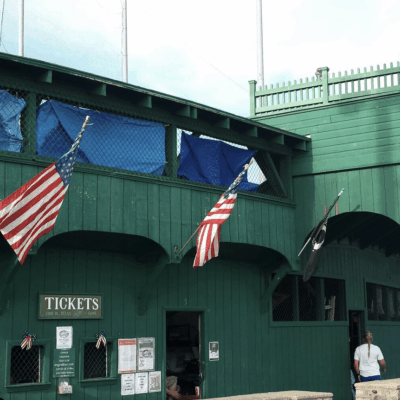 The building is green.